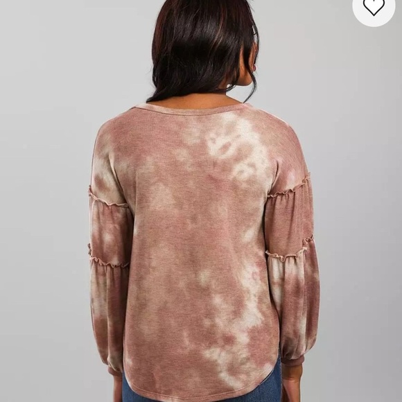 Lazy Sundays Pink Tie Dyed Ruffled Long Sleeve Shirt - Picture 2 of 5